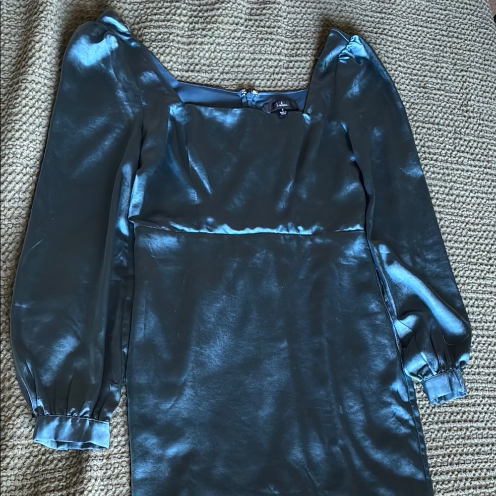 Elegant Blue Satin Mini Dress